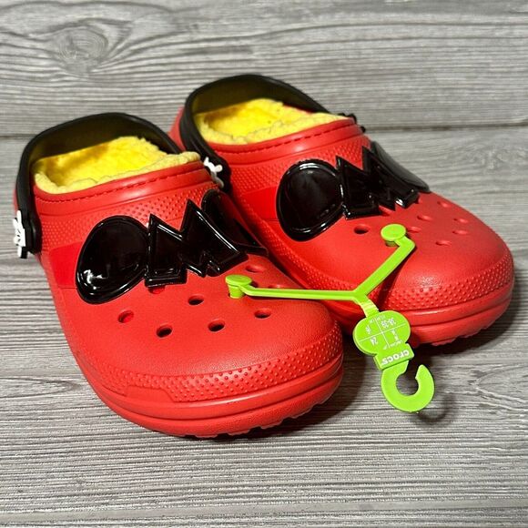 Mickey Mouse‎ Crocs Classic Lined Red Clogs 208104-063 Size J6 Womens 8 Disney - Picture 1 of 10